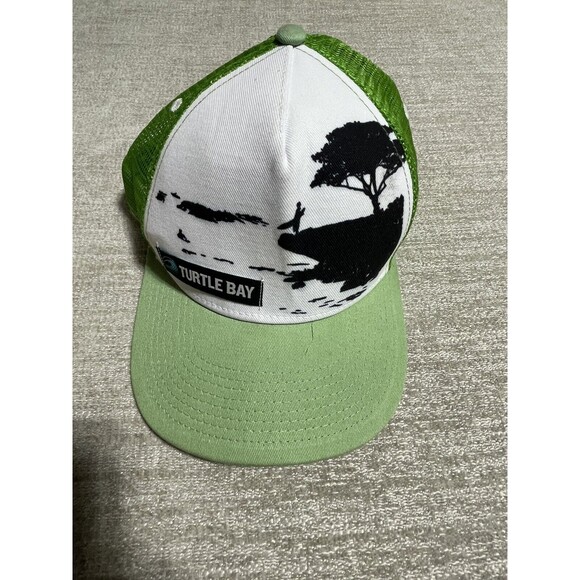 Turtle Bay Hat Adjustable Green Cap Adult Green And White SnapBack - Picture 8 of 9